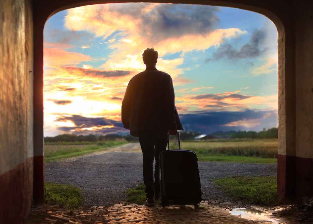 walking with suitcase
