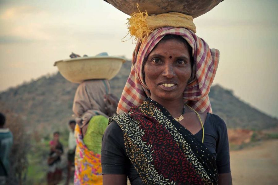 indian woman carrying