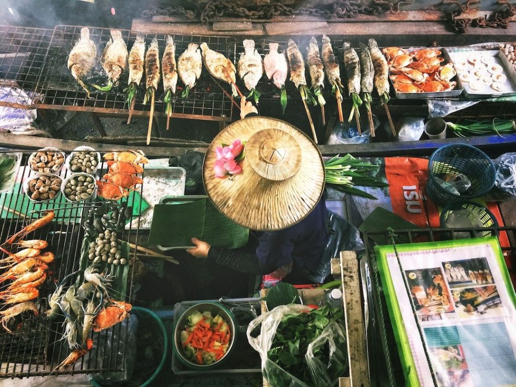 Steam hot delicious Thai food can be found in food markets throughout the country