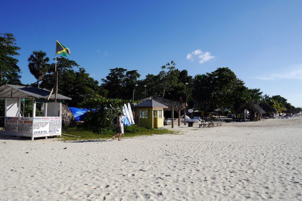 White sands of Seven Mile Beach in Jamaica