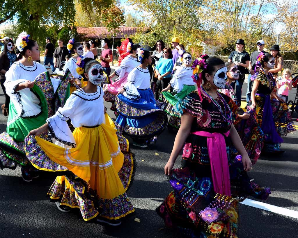 Women take part day of the dead celebrations in traditional costumes