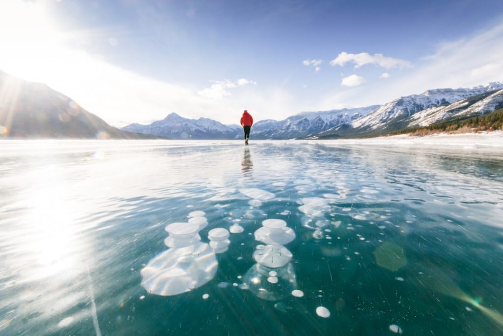 Frozen bubbles at Abraham Lake