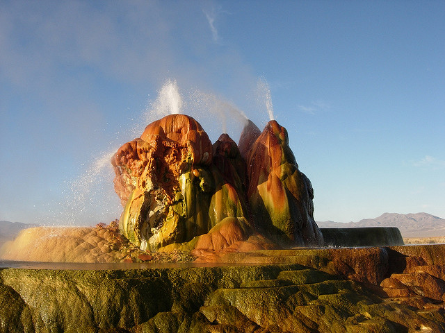 The shooting hot springs rainbow-coloured Fly Geyser in Nevada