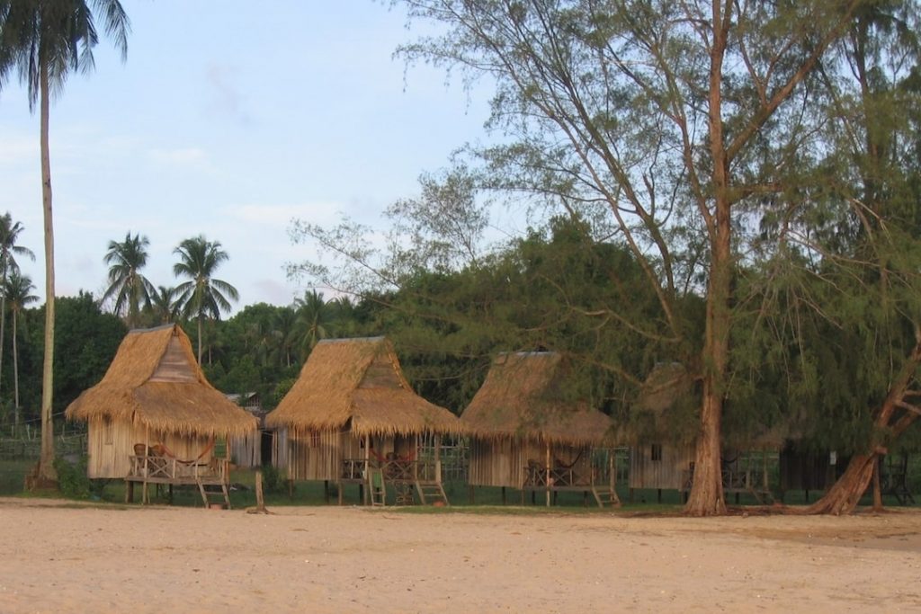 Bamboo houses in Koh Russei, Cambodia