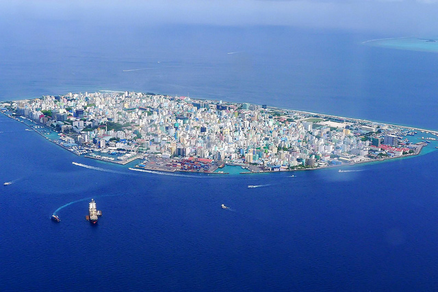 View of Male, the capital of the Maldives, from above