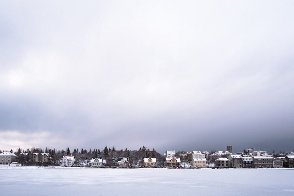 The city of Reykjavik on a winter's day in Iceland