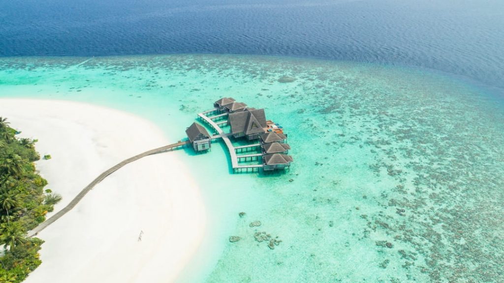 Hut overlooking the water in the Maldives