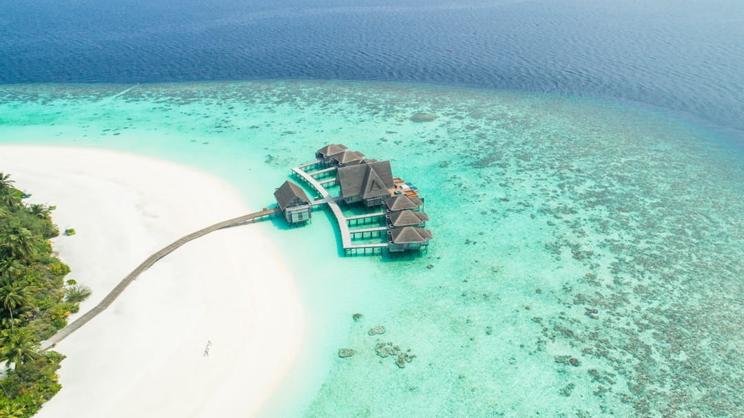 A beach bungalow overlooking the Indian Ocean in the Maldives
