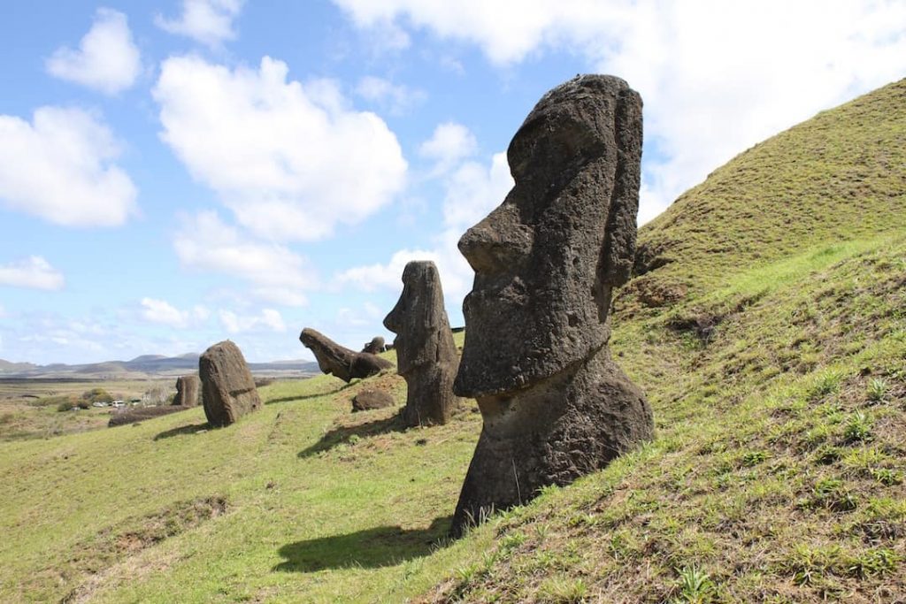 Statues in Easter Island in Chile