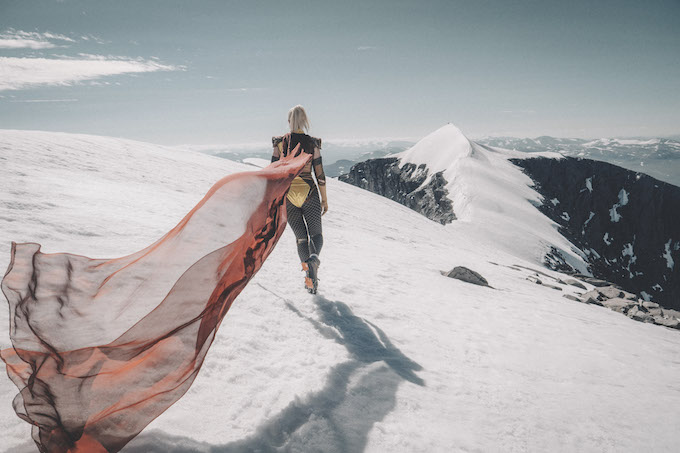 Modern Female Explorers: Emma Svensson looks like a super hero walking across the white snowy peaks
