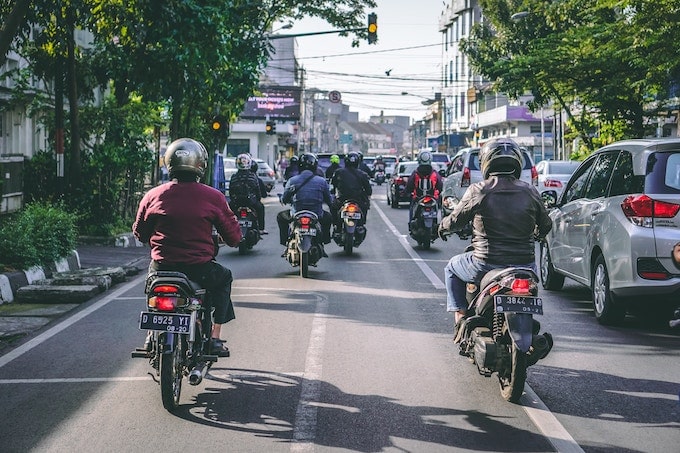 People on motocycles in Bandung, Indonesia