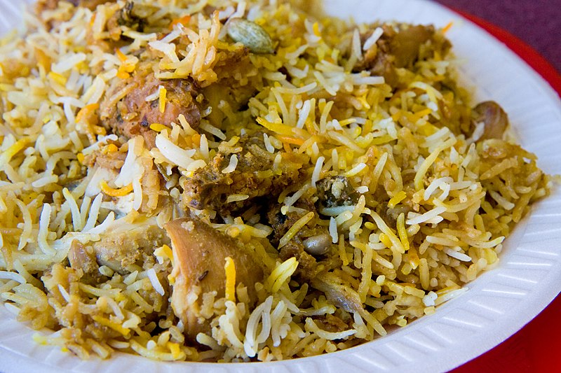 a place of colourful chicken and rice