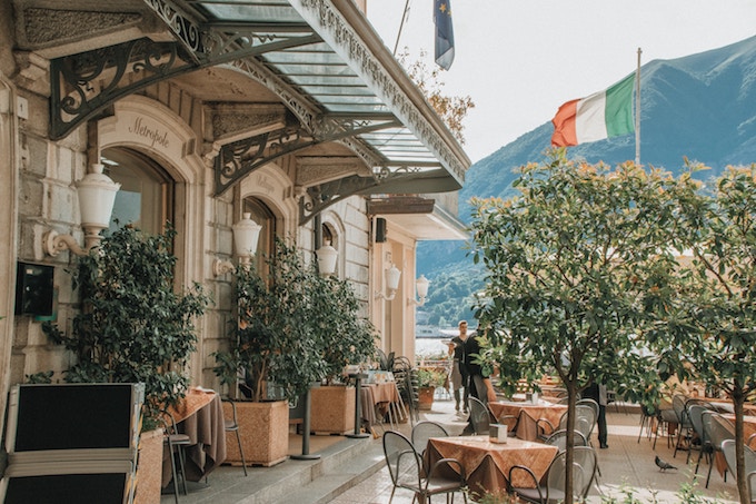 A cliffside restaurant in Italy