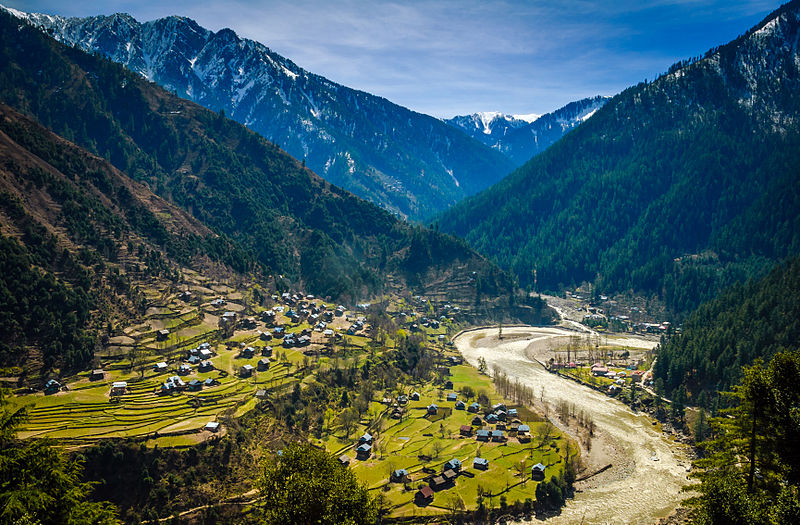 upper neelum valley mountain valley with village and mountains