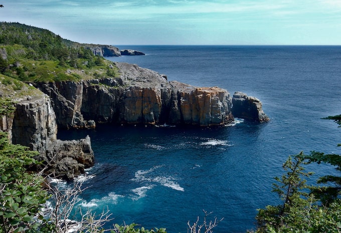 Cliffs on the east coast trail in Newfoundland, Canada