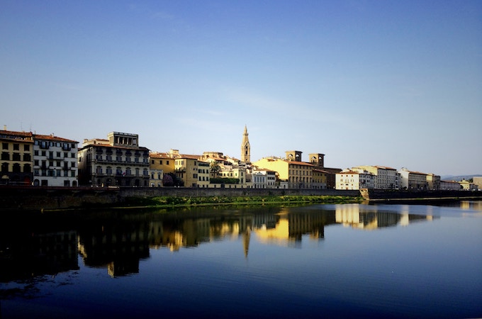 A European city by a blue river