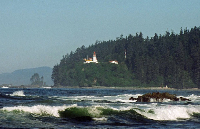 A lighthouse and the ocean on Vancouver Island, British Columbia