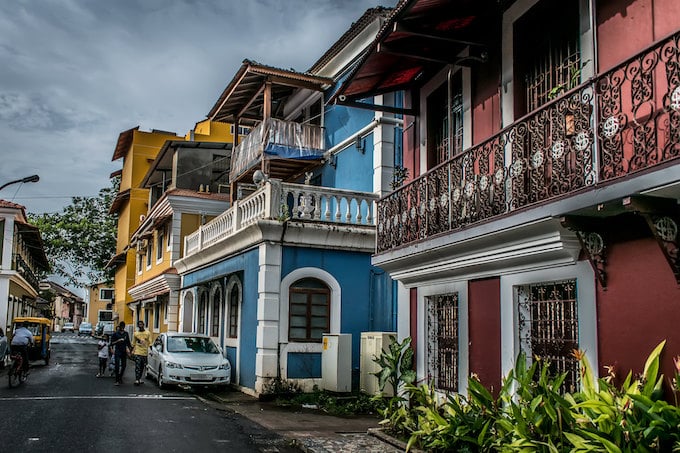 Colourful houses in Fontainhas, Goa, India
