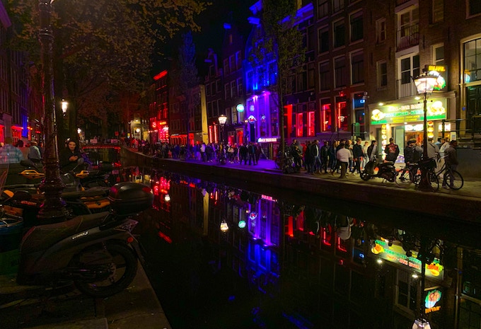 Amsterdam's Red Light District by night