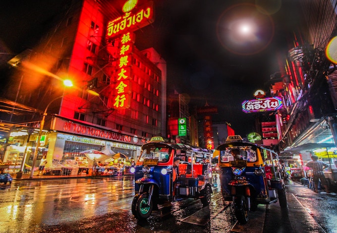 a rainy night in Bangkok, Thailand