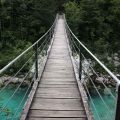 Suspension bridge across a river