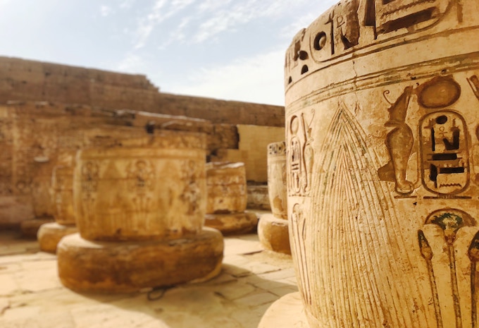 An outdoor temple in Luxor, Egypt