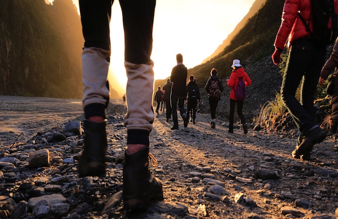A group of people hiking