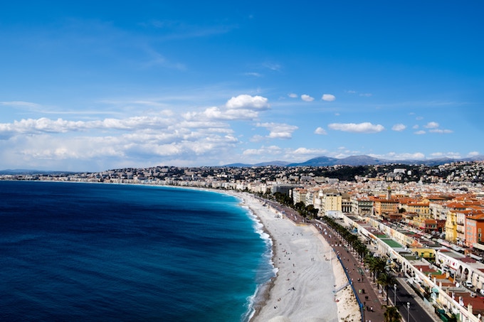 The beach in Nice, France