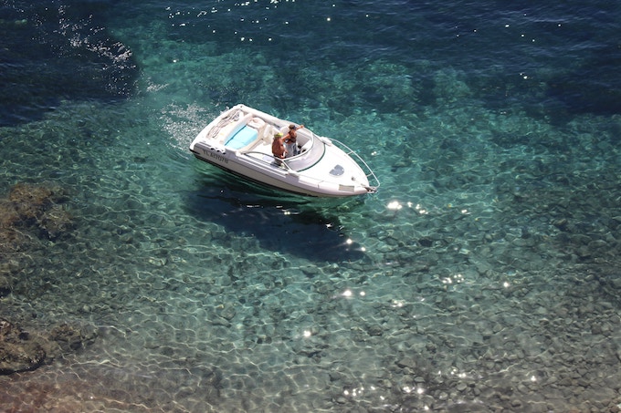 A boat on the sea in the French Riviera