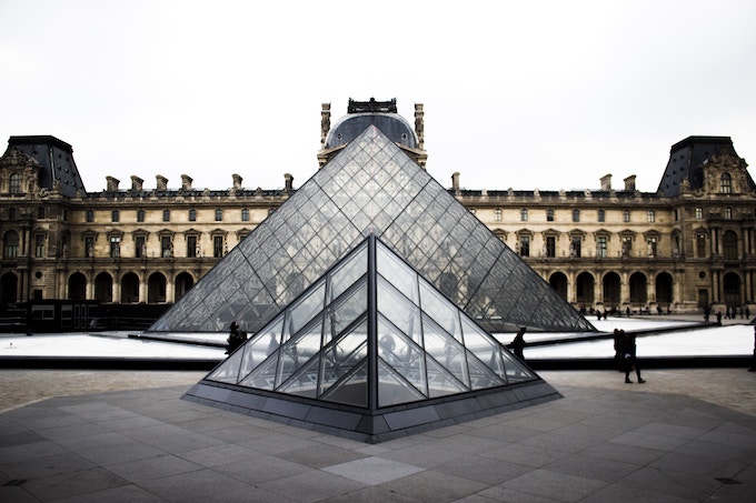 The glass pyramid at the Louvre, Paris