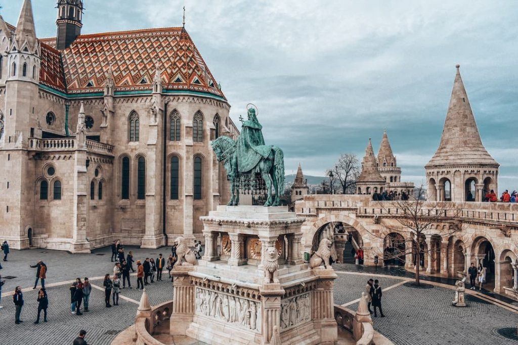 A monument at Fisherman's Bastion, Budapest, Hungary