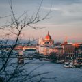The Parliament building along the Danube in Budapest Hungary