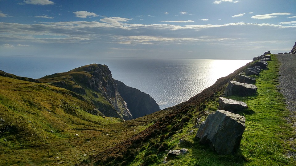 green cliffs beside the sea