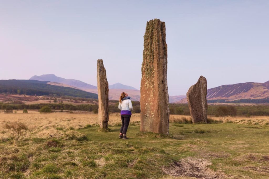 Gaze at the Machrie Moor Standing Stones in Scotland.