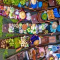 Aerial view of famous floating market in Thailand